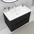 thumbnail image 3 of Emma 30" Wall-mounted Bathroom Vanity in Brushed Black Oak with White Ceramic Basin, 3 of 12