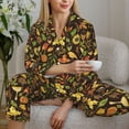 thumbnail image 6 of Salouo Autumn Plants Maple Tree Vintage Pattern Women's Pajamas Set Long Sleeve Button Down Sleepwear Soft Pj Lounge Sets for women 2 Piece Pjs Set with Long Pants-Small, 6 of 7