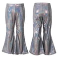 thumbnail image 1 of DPOIS Unisex Kids Stage Shiny Metallic Bell-bottom Cropped Pants, 1 of 7