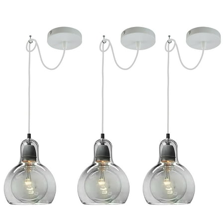 

Kiven Farmhouse Glass Pendant Light Fixture 3 Pack High Ceiling Compatible Pendant Lighting with 9.84FT Wire Farmhouse Hardwire Pendant Lighting for Kitchen Foyer Bedroom Home Decor Grey