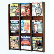 Wooden Mallet 9 Magazine Oak and Acrylic wall Display in Mahogany