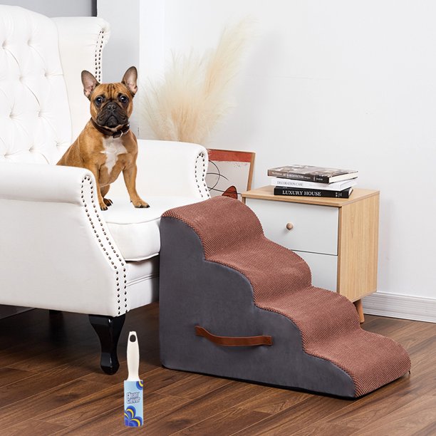 4 Tiers Dog Stairs for High Beds or Couches,30D Foam Dog Steps,Extra