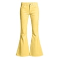 thumbnail image 7 of vdgthytj Flare Pants for Girls High Waist Slim Fitted Solid Fashion Fall Casual Trousers with Pockets(15-16 Years,Yellow), 7 of 7