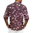 thumbnail image 3 of Fgvctg Long Sleeve Button Down Shirts for Men Cotton Shirts Trendy Collared Blouses Date Day Love Heart Print Oversized Business Casual Tops Hot Pink XL, 3 of 5