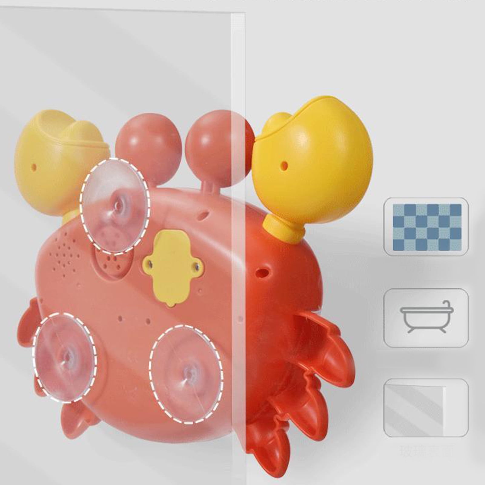 Machine à Bulles Bain Crabe Musical - Rechargeable - Ventouses Puissantes - Enfant 1-8 Ans