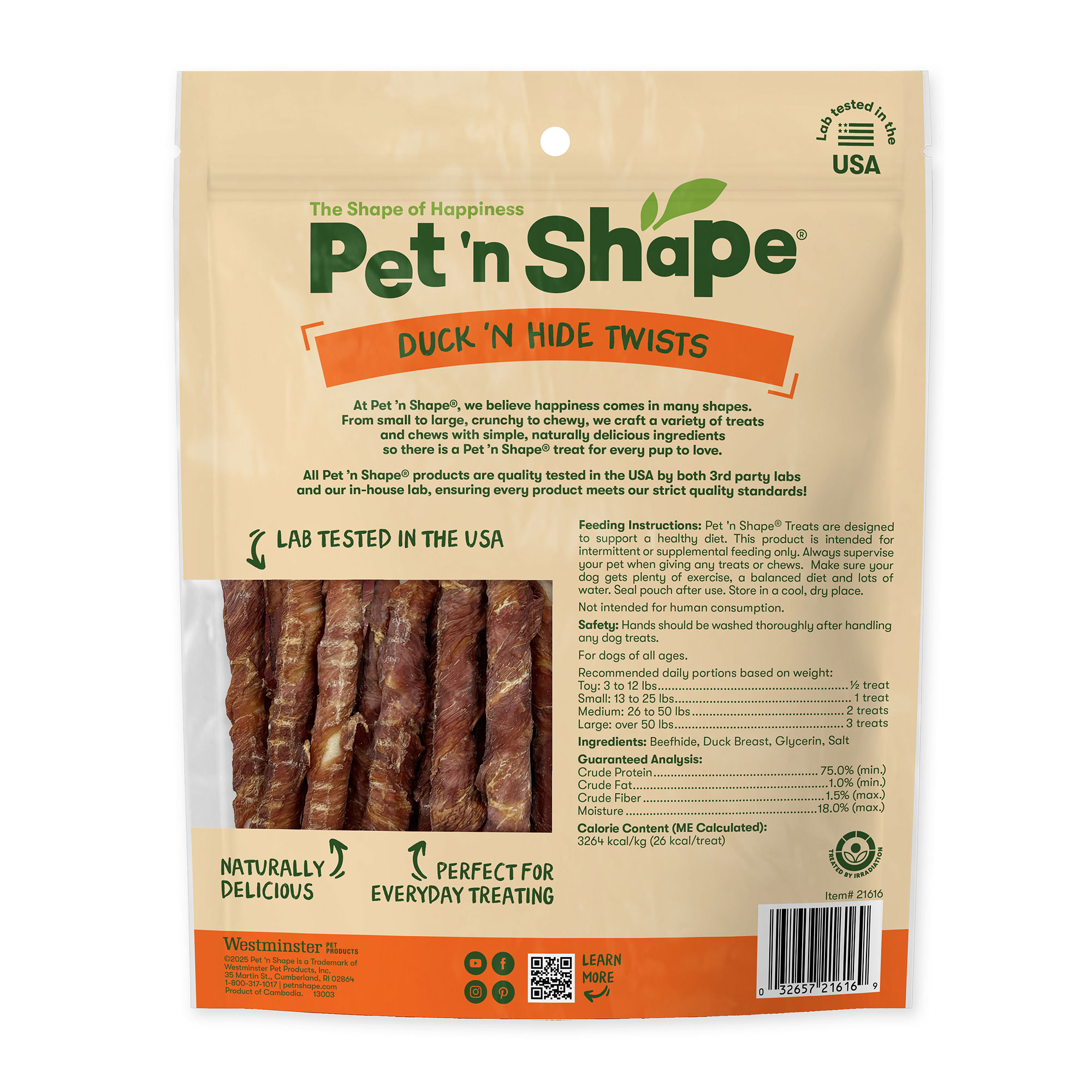 Pet 'n Shape Hide Twists – Duck Wrapped Rawhide Dog Treats - Small Twist - 2 Pounds