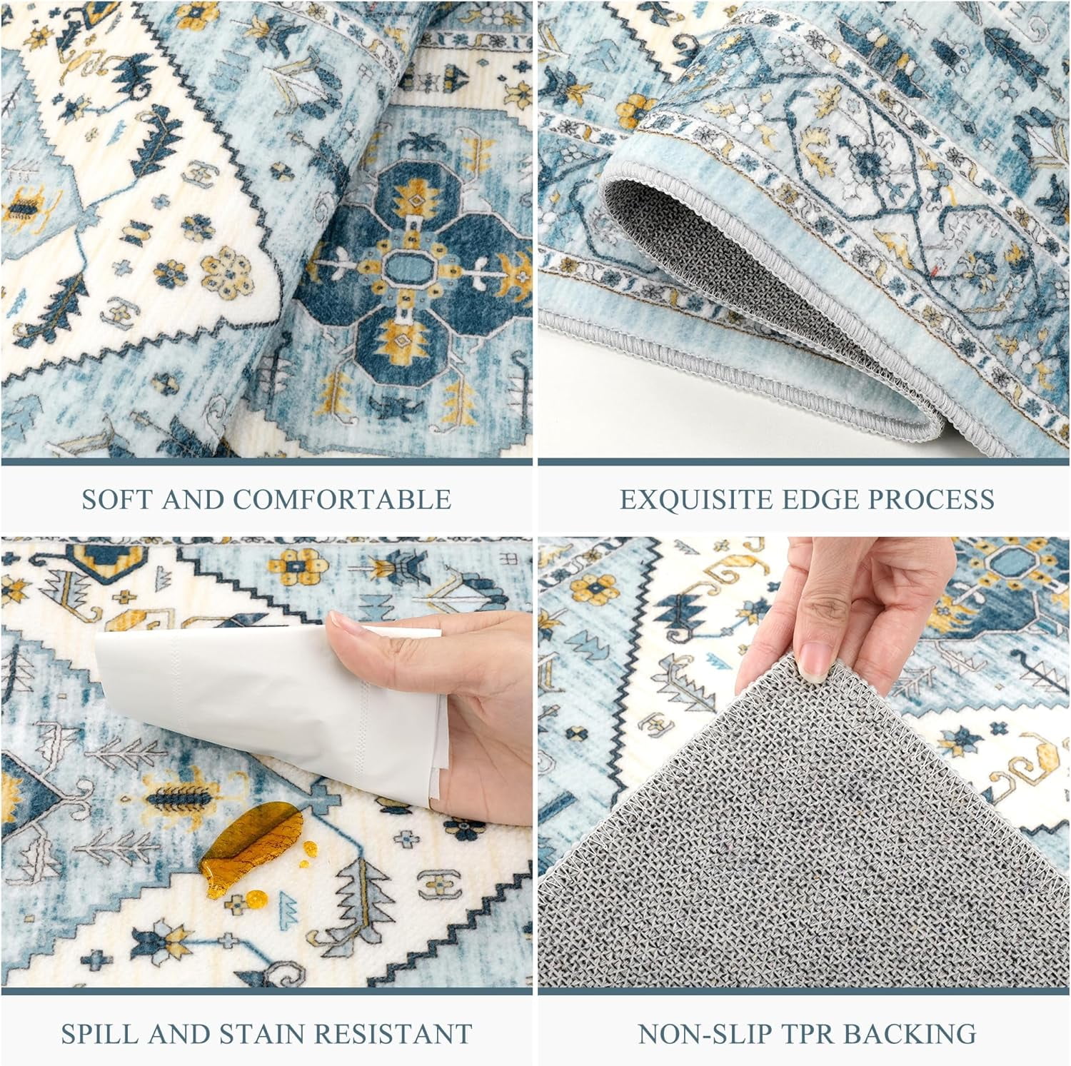 Kitchen Rugs and Runners Set of 3, Yamaziot Kitchen Mat for Floor, Non Slip Skid Comfort Washable Farmhouse Carpet for Laundry Room Sink
