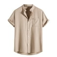 thumbnail image 2 of Patlollav Mens Summer Fashion Short Sleeve Casual Solid Color Button-Up Shirts, 2 of 6