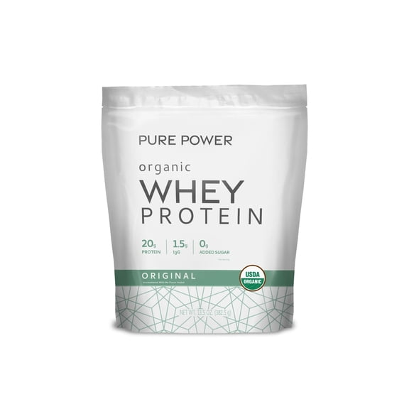 Dr. Mercola Pure Power Organic Whey Protein - 20 g Protein - Supports Muscle Growth & Energy - Grass-Fed Whey Concentrate - 15 Servings (13.5 oz) - Original