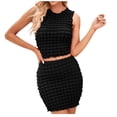 thumbnail image 2 of SMihono Robe d'Été Grande Taille pour Femmes 2023 Été Couleur Unie Mode Douce Plissée Col Rond Débardeur Jupe Courte Ensemble Deux Pièces, 2 of 6