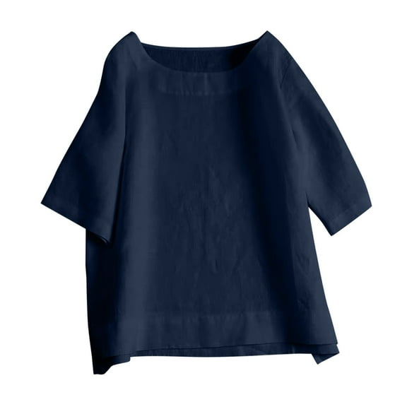 Summer Tops for Women Oversized Tee Shirt for Women Fashion Casual Summer Womens Stretch T Shirt Plain Long Sleeve T Shirts Opaque Shirts Apparel Short Blank Blue XL