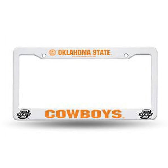 POWERDECAL License Plate Frame FC230002 Oklahoma State Cowboys; Chrome; Plastic