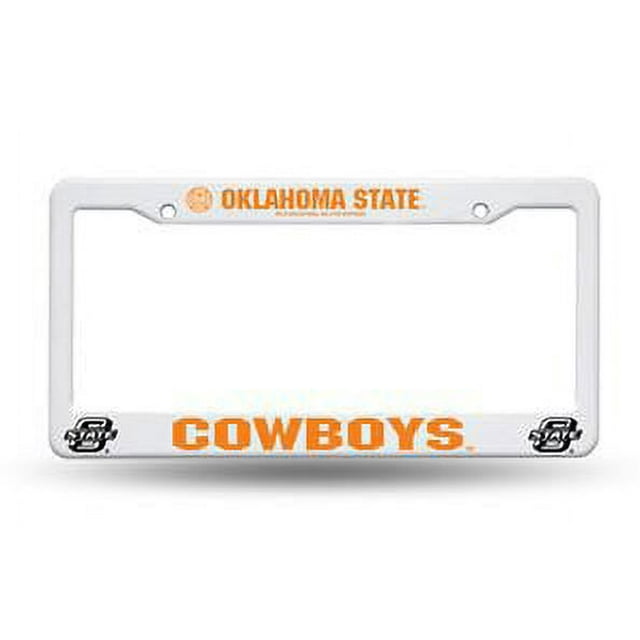 POWERDECAL License Plate Frame FC230002 Oklahoma State Cowboys; Chrome; Plastic