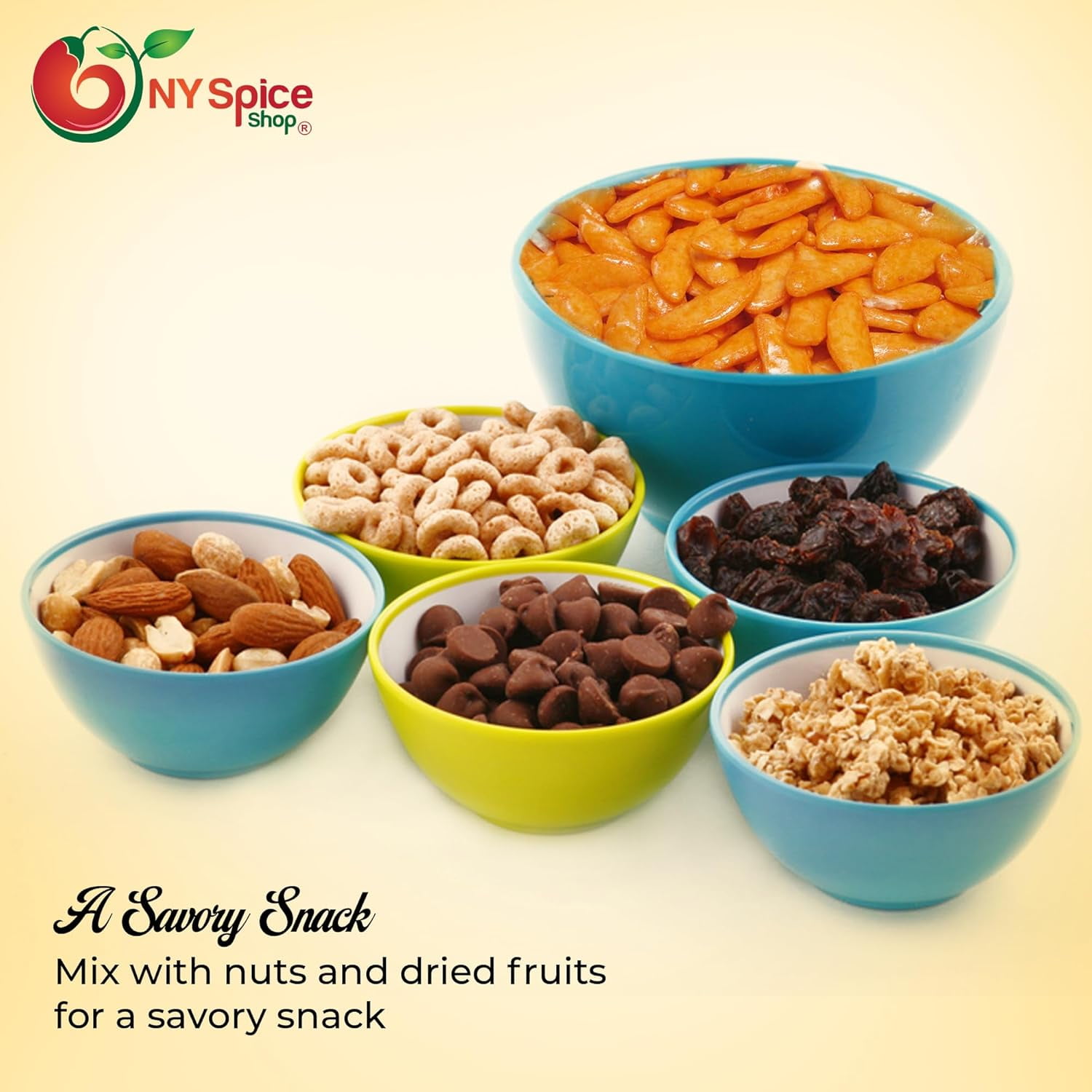 NY SPICE SHOP Chili Bits Rice Crackers - 3 Pound - Rice Snacks - Rice Sack - Oriental Snack Mix Nuts
