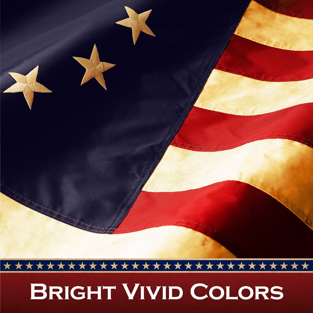 G128 Betsy Ross Tea-Stained Flag | 2x3 Ft | Pole Sleeve Embroidered 420D Polyester - Embroidered Stars, Sewn Stripes, Brass Grommets, Indoor/Outdoor, Vibrant Colors, Quality Polyester
