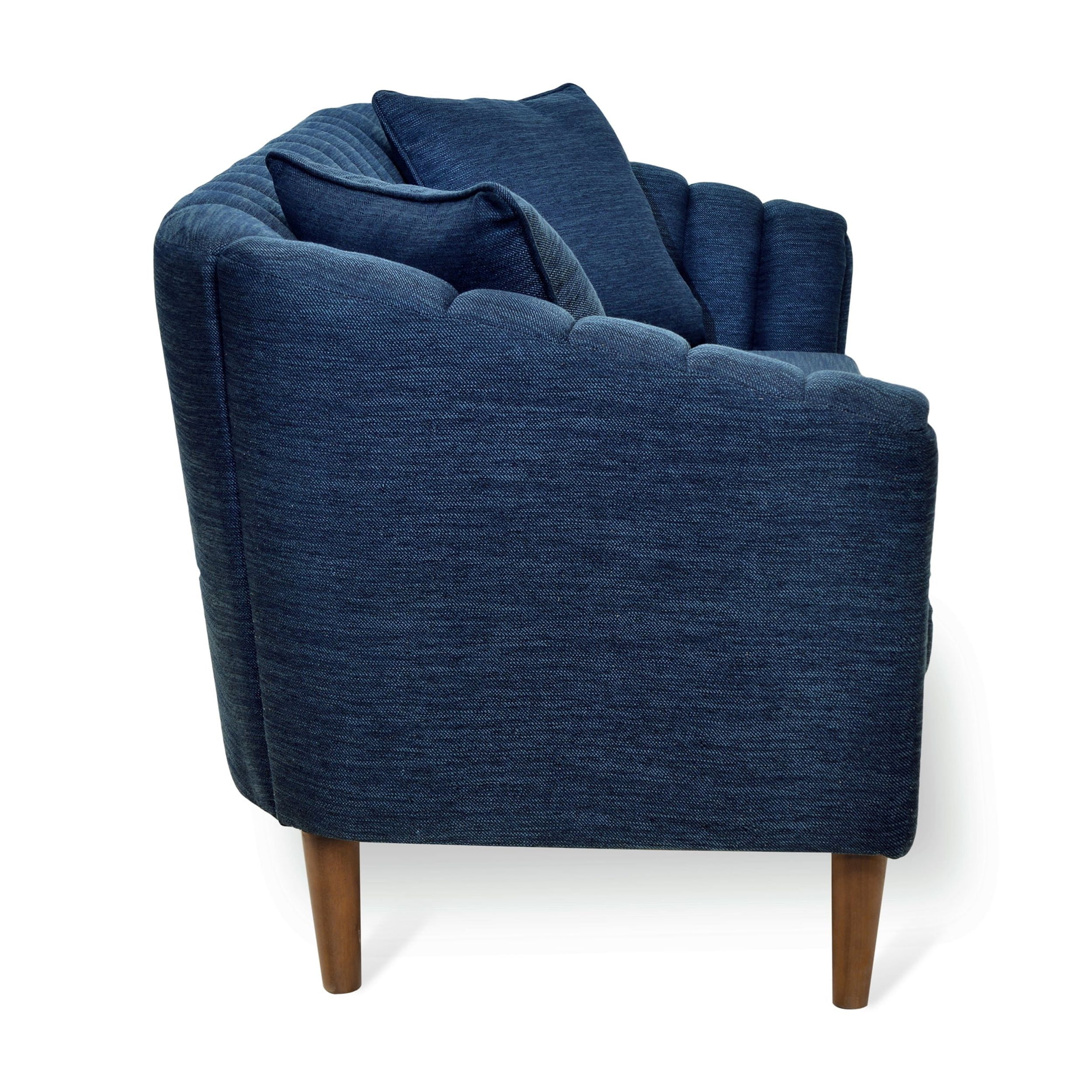 Noble House Currie Fabric Channel Stitch 3 Seater Sofa, Navy Blue