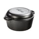 thumbnail image 1 of Olla doble de hierro fundido Lodge de 5 cuartos de galón – Precurada – Tapa convertible a sartén de 26 cm – Libre de PFAS – Fabricada en EE. UU. – Asas dobles – Apto para horno, parrilla, fogata y est, 1 of 5