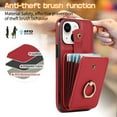 thumbnail image 3 of For iPhone XS Max Wallet Case, Multiple Cards Holder Crossbody Shoulder Strap Ring Holder Kickstand Premium PU Leather Shockproof Lightweight Phone Case for Apple iPhone XS Max, Red, 3 of 10