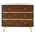 thumbnail image 5 of SAFAVIEH Katia Retro Chic Three Drawer Chest, Walnut/Gold, 5 of 13