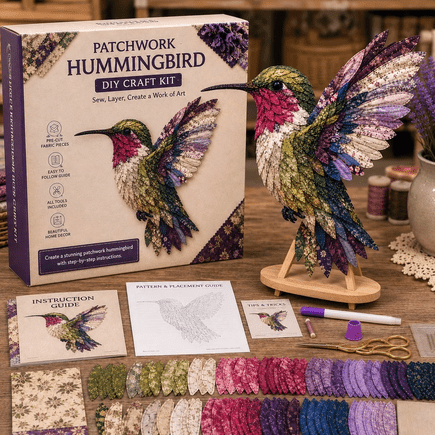 Beginner-Friendly 3D Patchwork Bird DIY Craft Kit, Floral Textile Bird Art Making Kit, Perfect Handcraft Gift for Adults Hobbyists Autumn Harvest Hummingbird