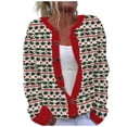 thumbnail image 2 of Cardigan Tricoté Confortable à Imprimé Floral en Peluche pour Femmes, 2 of 4