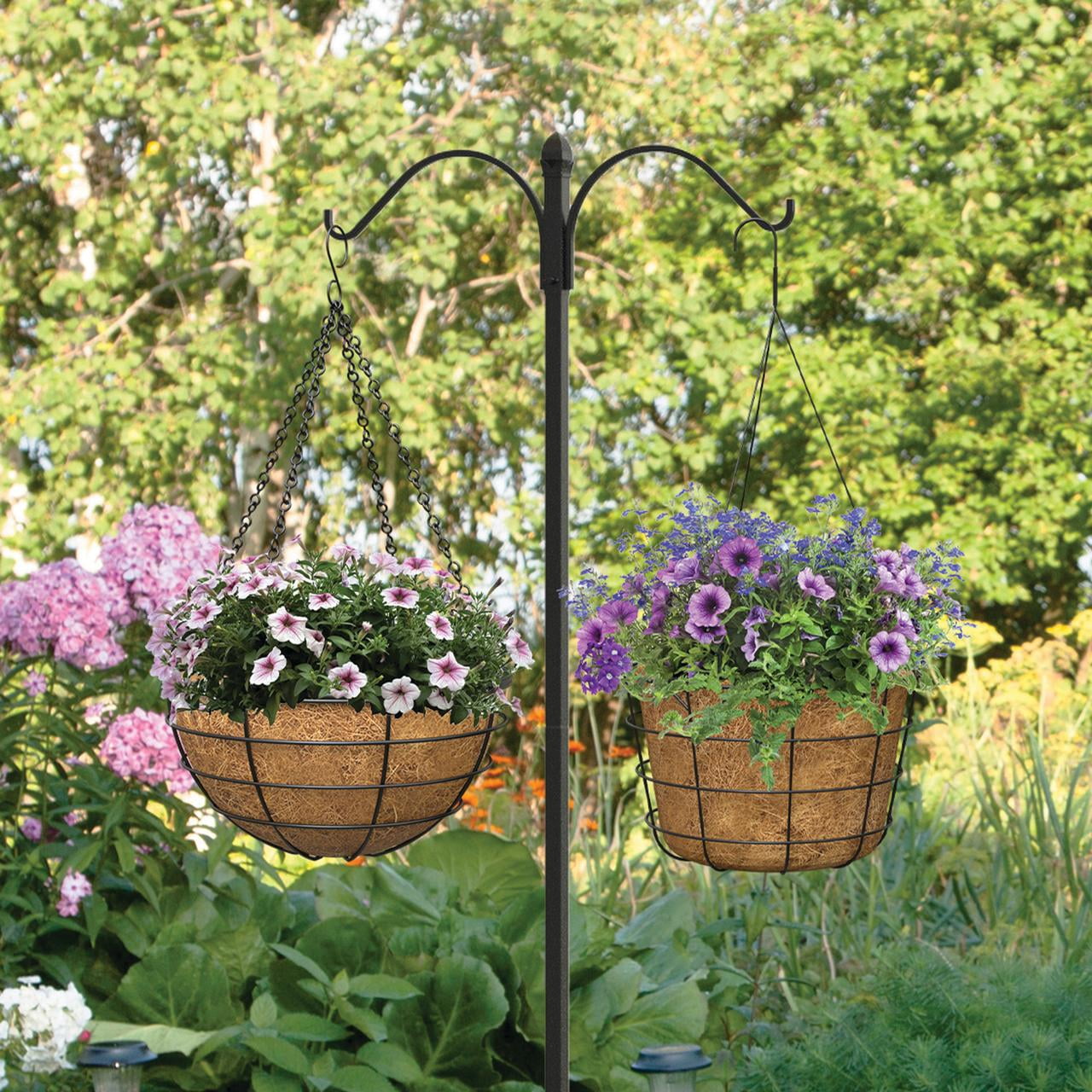 Panacea 84.5" Steel Black Double Shepherd's Hook