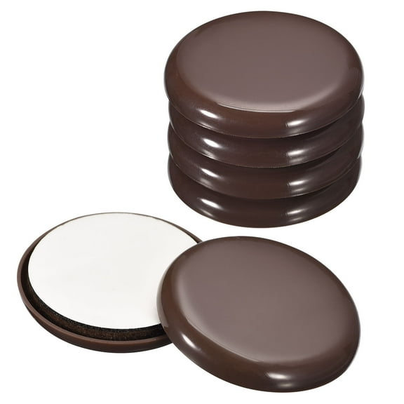 Uxcell Furniture Sliders, 8Pcs 1.97" Plastic Self-adhesive Round Sliding Pads, Chair Glides for Carpeted Floors Brown