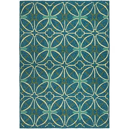 Couristan Fresco Netherlands Hooked Indoor/Outdoor Rug, Aqua and Blue, Multiple Sizes