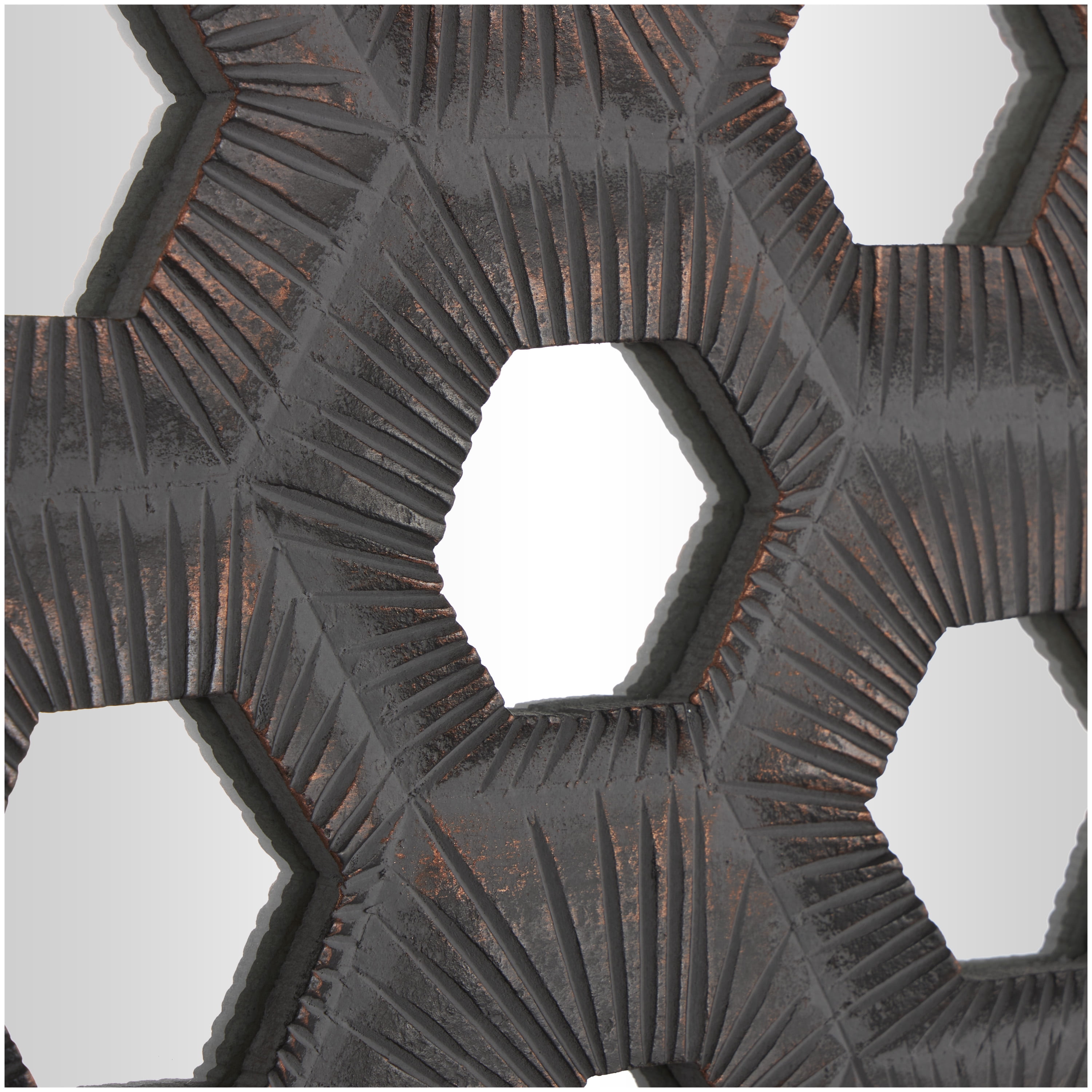 DecMode Gray Wooden Handmade Inspired Coral Wall Decor with Mirror Backing