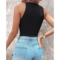 thumbnail image 4 of CHICME Tank Tops for Women Solid Color O-Neck Sleeveless Elastic Slim Fit Basic Vest Casual Womens Top(Without Pads) Black-S, 4 of 9