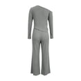 thumbnail image 5 of Fall Two Piece Sets For Women One Shoulder Tops Long Pants Knit Matching Lounge Set Womens Casual 2 Piece Top and Pants Home Wear Set, 5 of 9