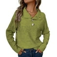 thumbnail image 2 of Ladies' Casual Stand Up Collar Knitted Sweater Solid Color Button Casual Loose Sweater for Fall Winter Easy Wear,Green,S, 2 of 5