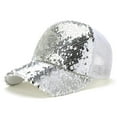 thumbnail image 1 of pitrice Adjustable Sequin Baseball Cap Sunshade Net Cap for Outdoor Activity white, 1 of 2