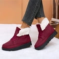 thumbnail image 2 of Pandaie Winter Snow Boots for Women Warm Cotton Fleece Lined Ankle Booties Lace up Slip on Outdoor Platform Walking Shoes Wine 9, 2 of 5