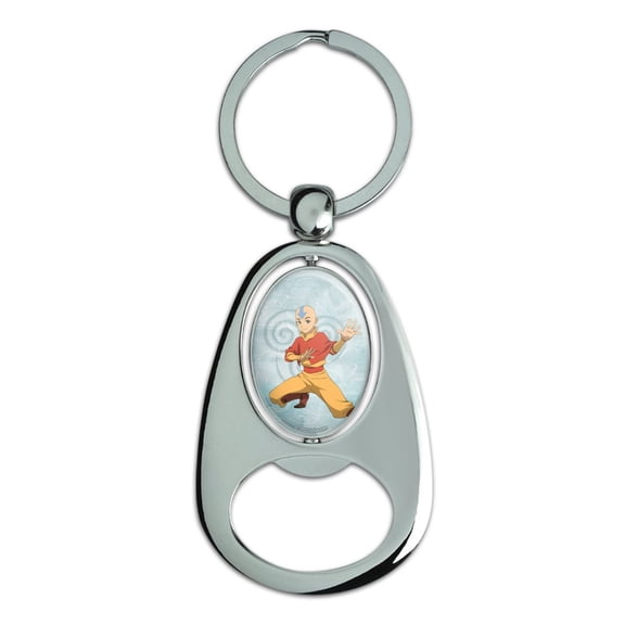 Avatar the Last Airbender Aang Keychain Chrome Metal Spinning Oval Bottle Opener