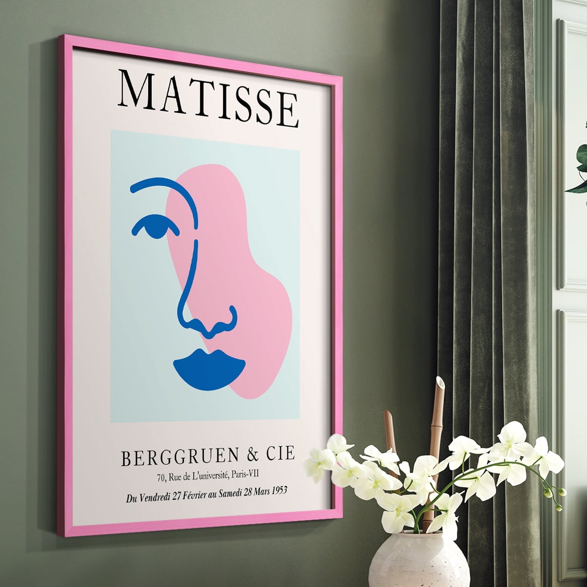 Matisse CDXCIX in Pink Solid Wood Framed Print No Nail Hanging