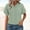 Green, variant on Womens Cotton Button Down Shirt Rolled Cuffed Short Sleeve Blouse Ladies Summer Casual V Neck Beach Cotton Tops Beige M