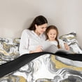 thumbnail image 5 of Castle Fairy 3-Piece Queen Size Comforter Set - Marble Grey White Golden Gradient Print, 5 of 8