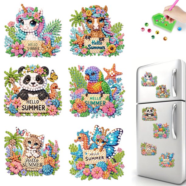 Art Refrigerator Magnets Pegatina 6 Piezas Acrílico Hello Summer para Principiantes