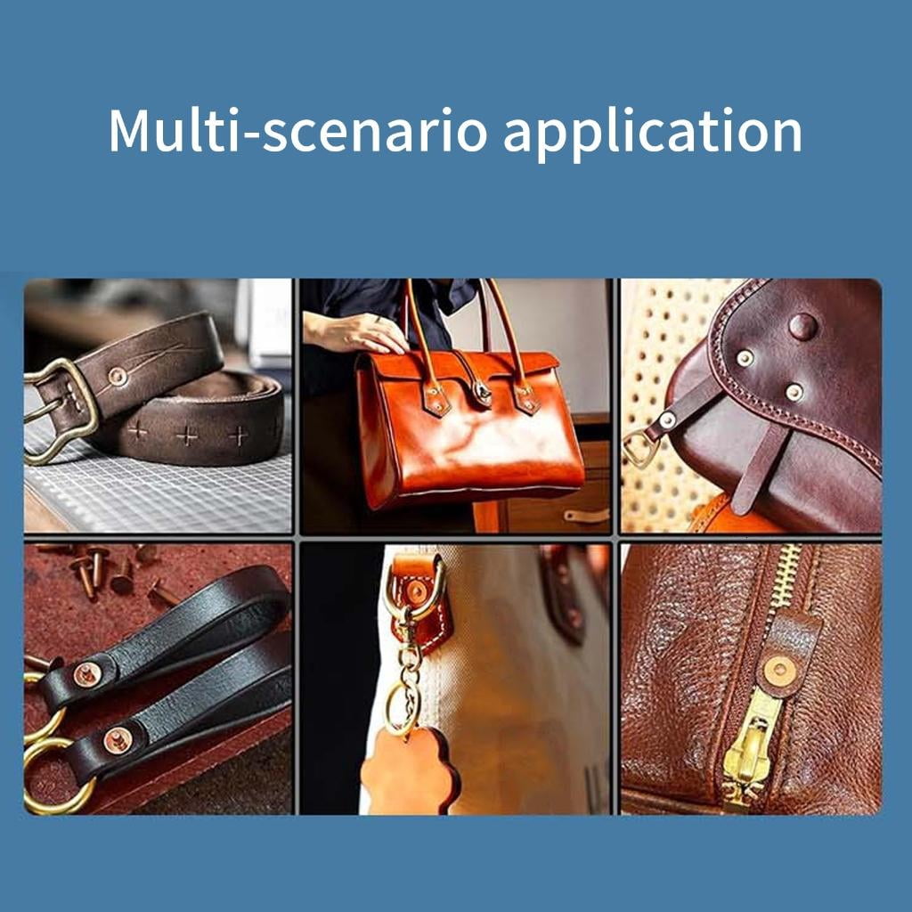 Giaone 42Pcs Studs Copper Metal Rivets with Hole Puncher Setting Tool For Belts Wallet Bags Making Craft Repair