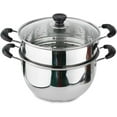 thumbnail image 1 of Stainless Steel 2 Tier Boiling Pot With Lid & Steamer - Silver, 26cm | Gas Stove & Induction Compatible - Multipurpose Cookware Pots - Dumplings Momo Steamer | Pasta & Rice Steamer, Meat Steamer, 1 of 5