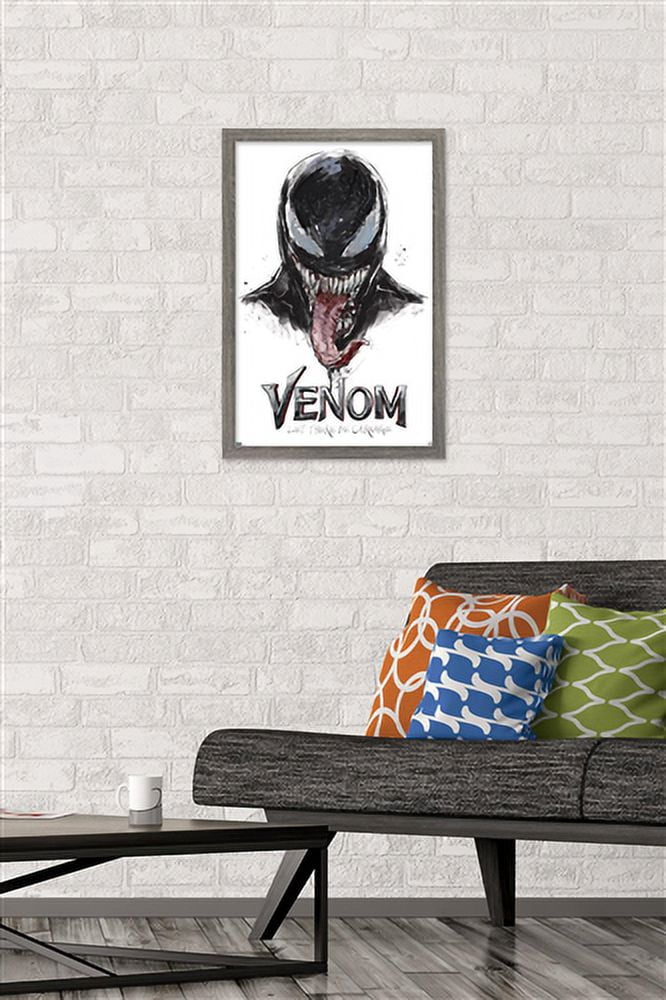 Marvel Venom: Let There be Carnage - Illustration with Tongue Wall Poster, 14.725" x 22.375", Framed