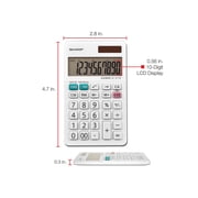 Sharp EL-377WB 10-Digit Display Handheld Calculator Battery Powered, White