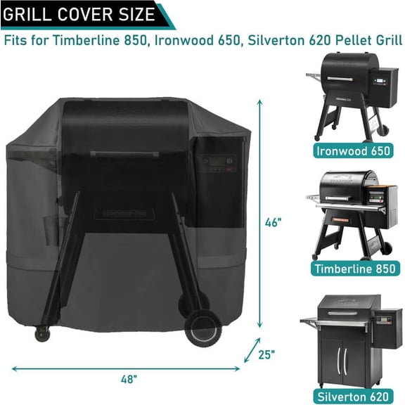 ZJYWSCH Grill Cover for Traeger Timberline 850, Ironwood 650, Silverton 620 Pellet Grills Waterproof BAC359 BAC505 BAC592 650 Full Length