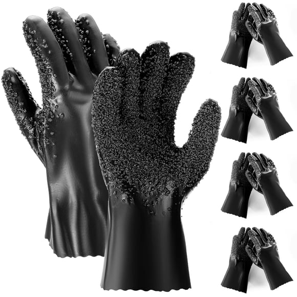 Guantes de protección Teenyou de PVC, antideslizantes, impermeables, 10 pulgadas, 4 pares