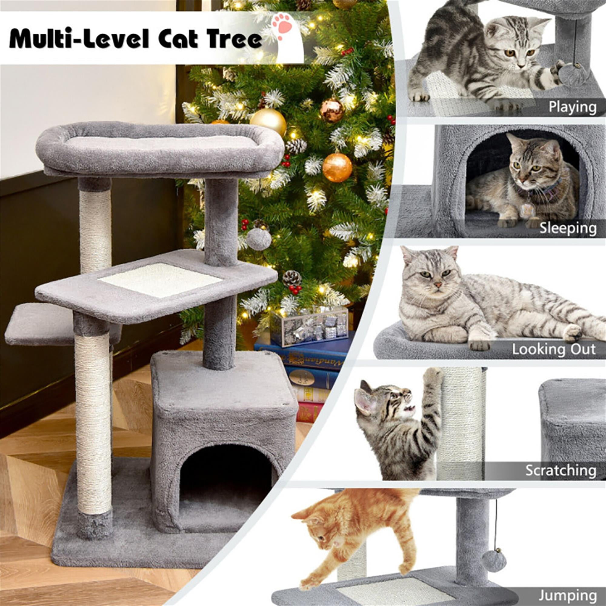 Pefilos 33" Cat Tree for Small Indoor Cats, Plush Cat Tower with Large Cat Condo, Perch and Sisal Cat Scratching Post for Kittens, Gray Pefilos 33" Cat Tree for Small Indoor Cats, Plush Cat Tower with Large Cat Condo, Perch and Sisal Cat Scratching Post for Kittens, Gray