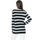 thumbnail image 5 of INSPIRE CHIC Suéter de rayas túnica con hombros descubiertos y cuello redondo para mujer Azul M, 5 of 6