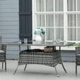 thumbnail image 2 of Outsunny Table de Salle à Manger en Rotin pour Patio avec Dessus en Verre Trempé, Tablette de Rangement, 2 of 10