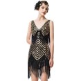 thumbnail image 3 of Vestido estilo flapper de los años 20 con cuello en V para mujer, vestido rugiente de los años 20, gran Gatsby para fiesta, 3 of 5