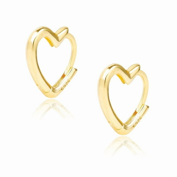 Alexcraft Small Hoop Earrings Huggie Hoop Earrings U-Shaped Heart Shaped Gold Huggie Earrings 14k Gold Plated Huggie Hoops for Women